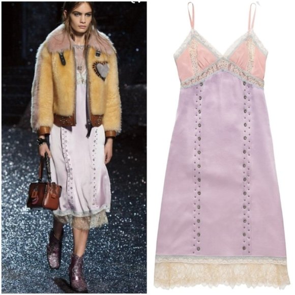 Coach Dresses & Skirts - New Coach Runway Prairie Rivets Barbiecore Pink Slip Midi Dress NWT Size 6